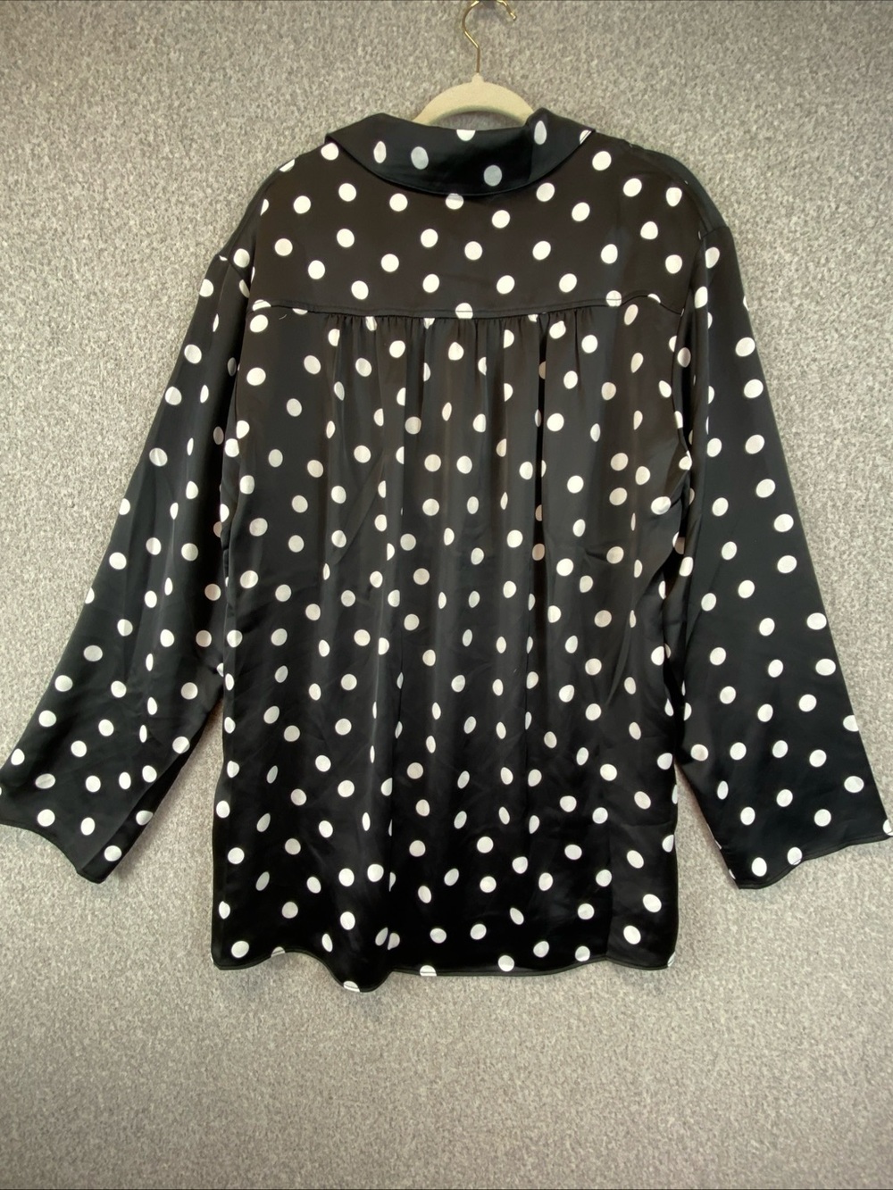 We Wore What Women Mini Shirt Dress Black Polka Dot Size S Satin Deep V-neck - Picture 7 of 10